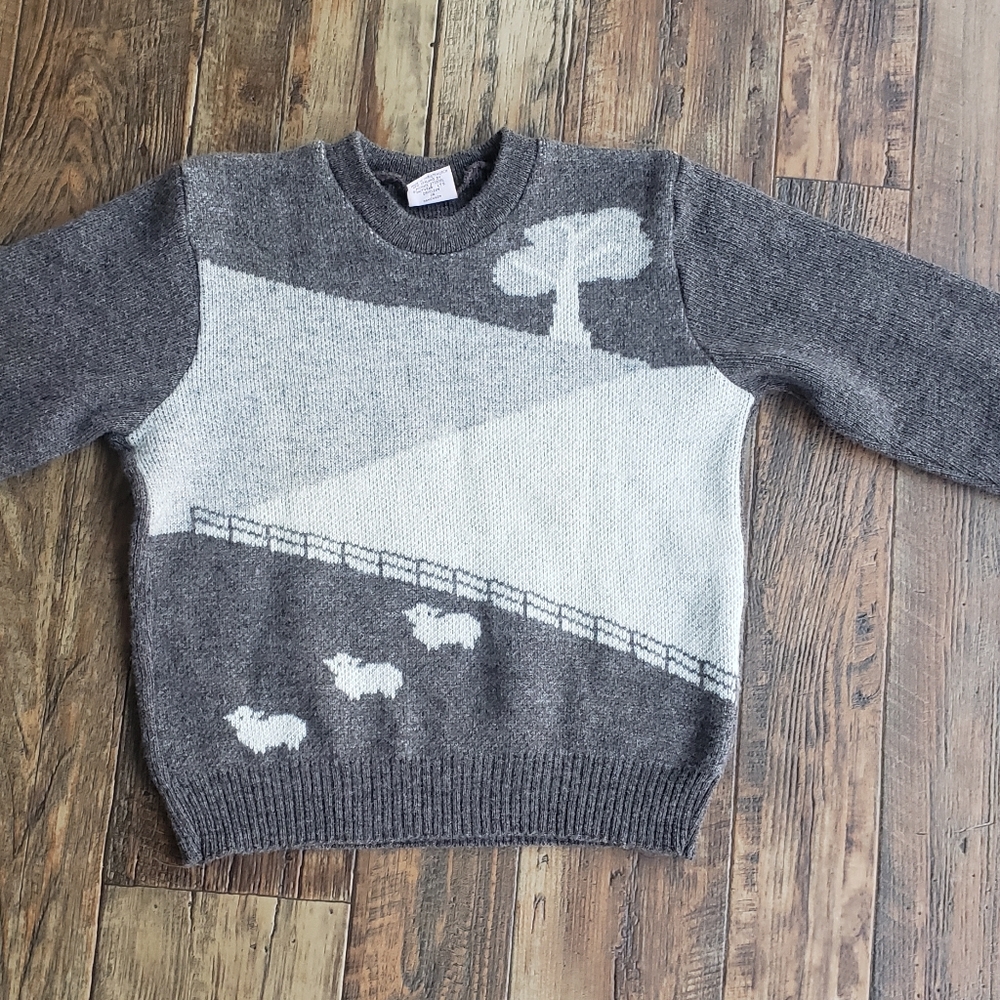 Vintage Wool Landscape sweater with lil sheep